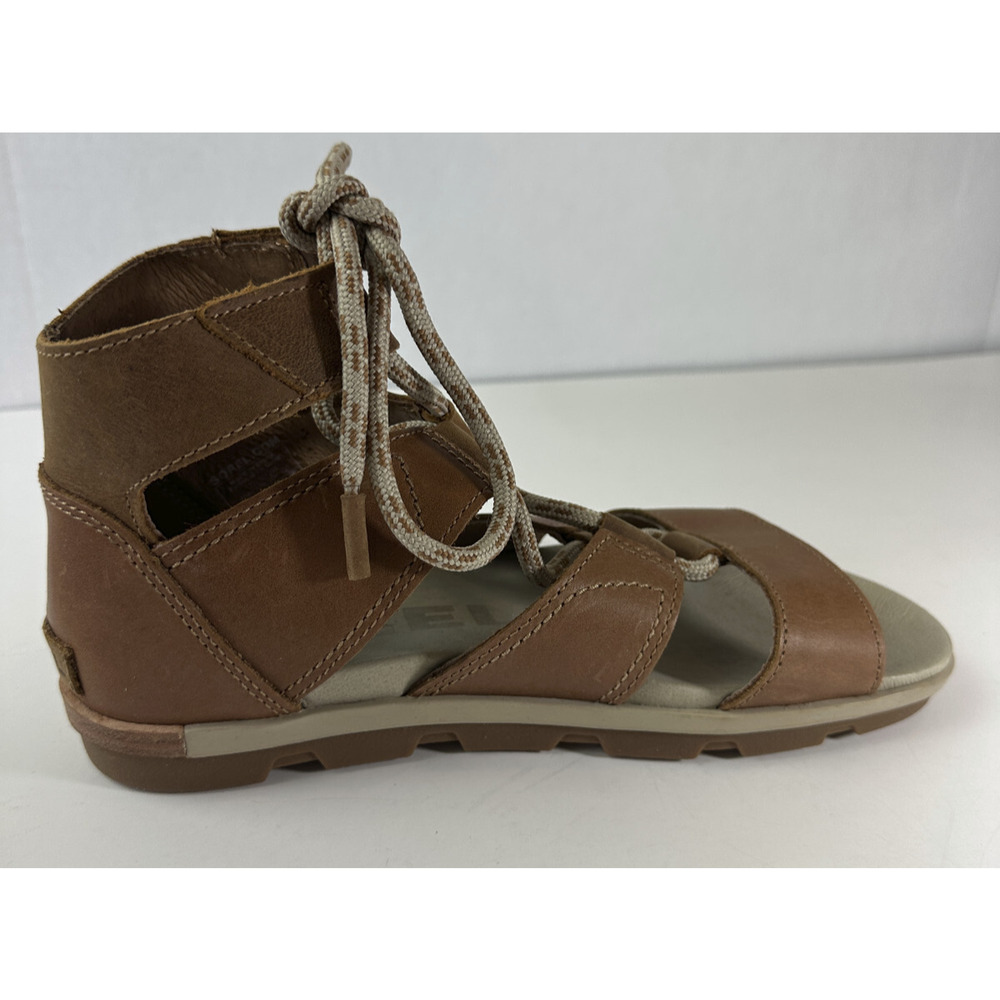 Sorel Torpeda II Lace Up Gladiator Sandals Camel Brown Strappy Leather Size 9 - Picture 6 of 12